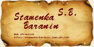Stamenka Baranin vizit kartica